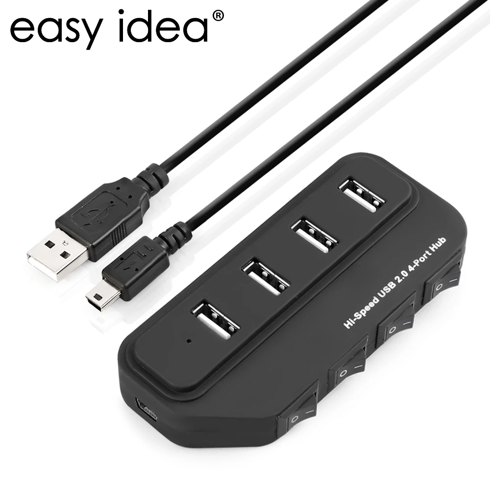 EASYIDEA Mini USB Hub 2.0 4 Ports Hub USB Splitter Adapter Portable USB