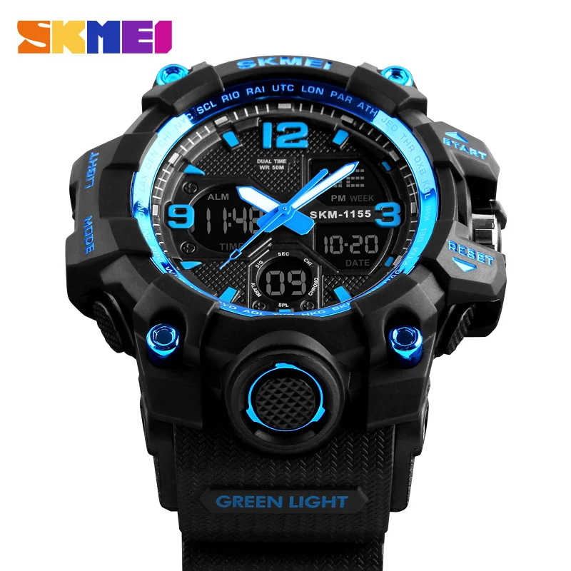 SKMEI Top Brand Sport Watch Men Military Digital Watches 5Bar Waterproof Dual Display Wristwatches