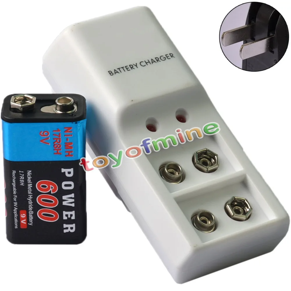 Prix 1x9 V Puissance Noir 600 mAh Ni Mh batterie rechargeable + Deux Batteries Chargeur US EU AU ROYAUME UNI adaptateur de prise