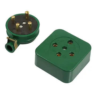

32A 440VAC Three Phase Four Wire Green Socket w 4Pin Plug Adapter