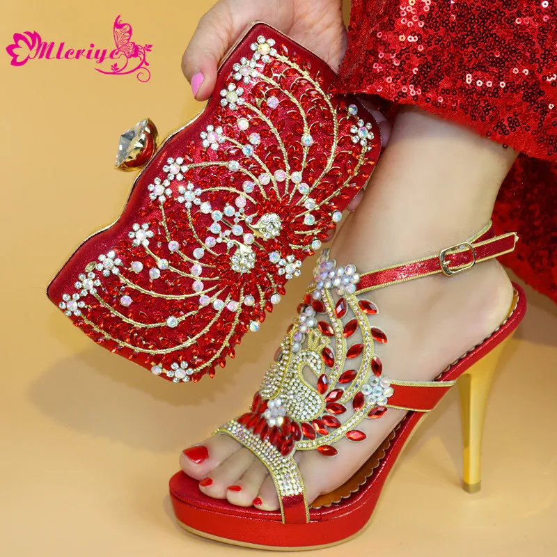 

Latest Italian Shoes and Bags To Match Shoes with Bag Set Decorated with Rhinestone African Wedding Italian Shoe and Bag Sets