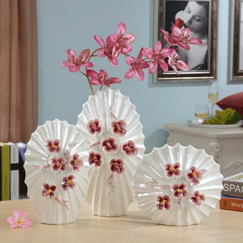

Ceramic vase vase simple modern three piece classical ornaments Home Furnishing pearl luster decorative crafts