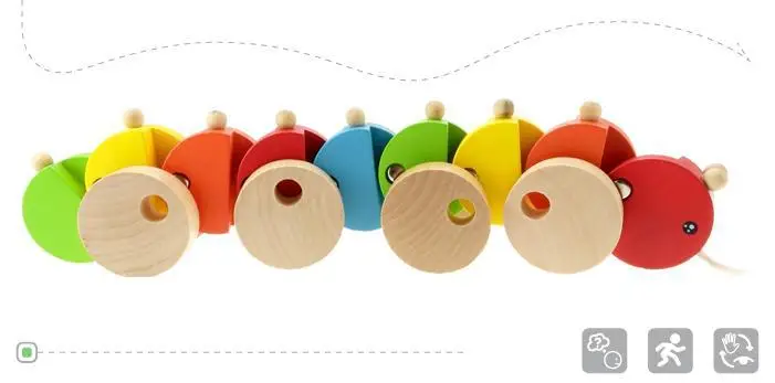 Животных гусеницы модель подвижные конструктор автомобиль дети перетащите прицепы Деревянный игрушка для обучения классические детские