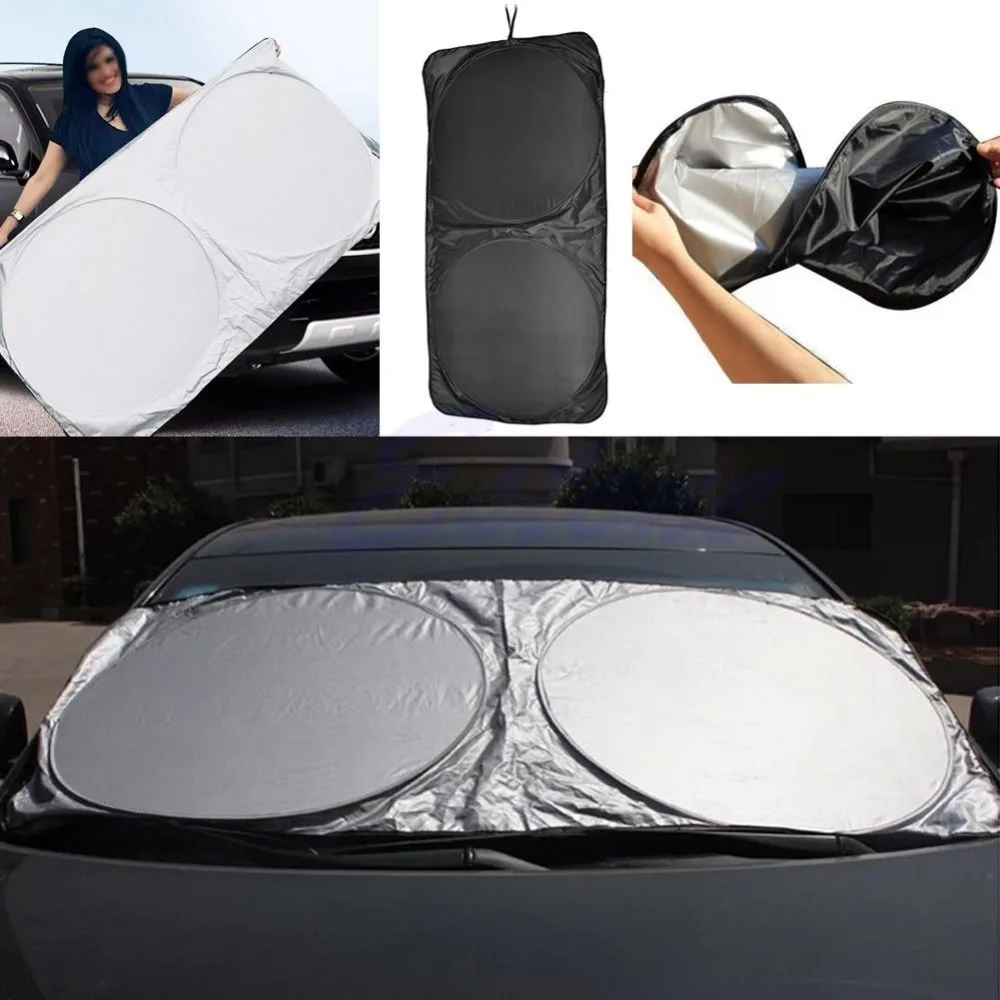 Jumbo Folding Front Rear Car Window Sun Shade Auto Visor Windshield Cover Block 