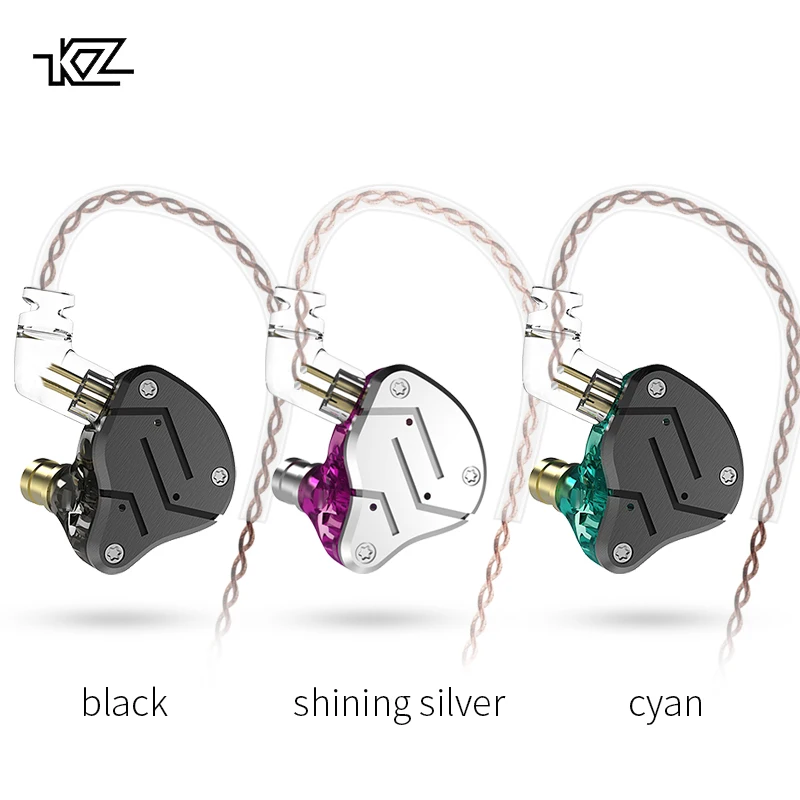 KZ ZSN Earbuds 1DD+1BA Hybrid Dual Driver Earphones Detachable In Ear Monitor Noise Isolating HiFi Music Sports Stereo Headset