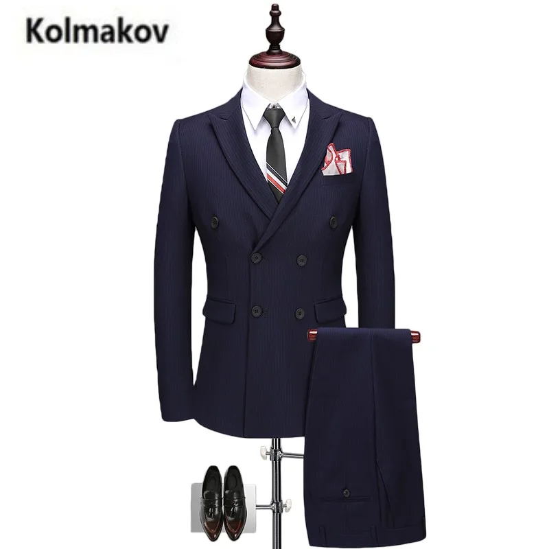 Kolmakov 2017 новое поступление Мужская высокого качества двубортный костюмы мужские