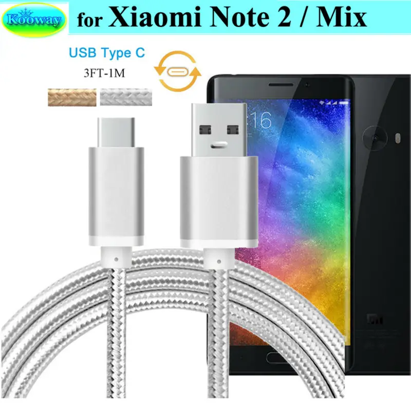 Black // 3ft New Xiaomi Mi Mix USB Type C Data and Transfer Cable.