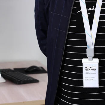 

1PCS Acrylic Clear Access Card ID IC Card Badge Holder Work Card with Polyester Lanyard, LOGO Custom Neck Rope XP28