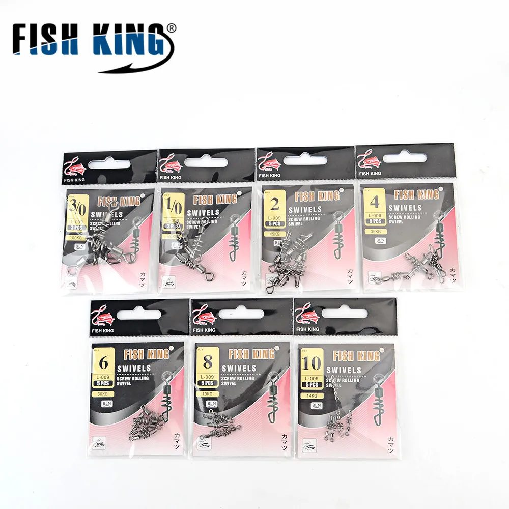 FISH KING 1 упаковка 1/0#3/0#2#4#6#8#10# рыболовный винт, поворотный крючок для ловли рыбы, разъем для приманки, рыболовные снасти