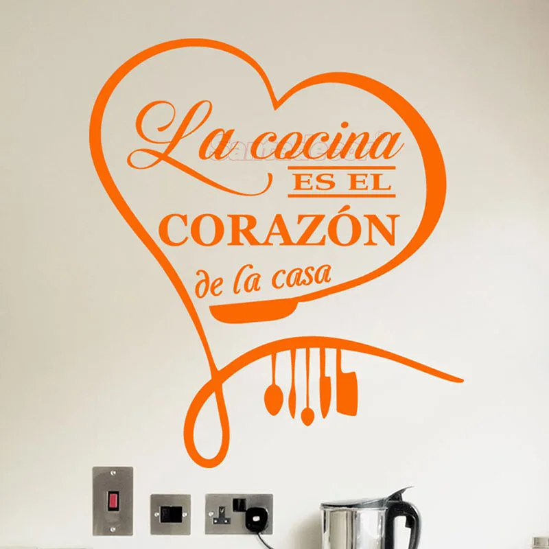 Наклейка цитация кухня la cocina es el сердерон de casa виниловый Настенный декор