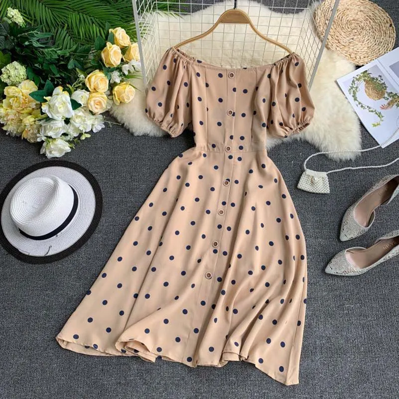 

NiceMix Summer Women Beach Dress Sweet Polka dot Sexy Elegant Dress Patchwork Ladies boho casual korean white dress 2019 summer