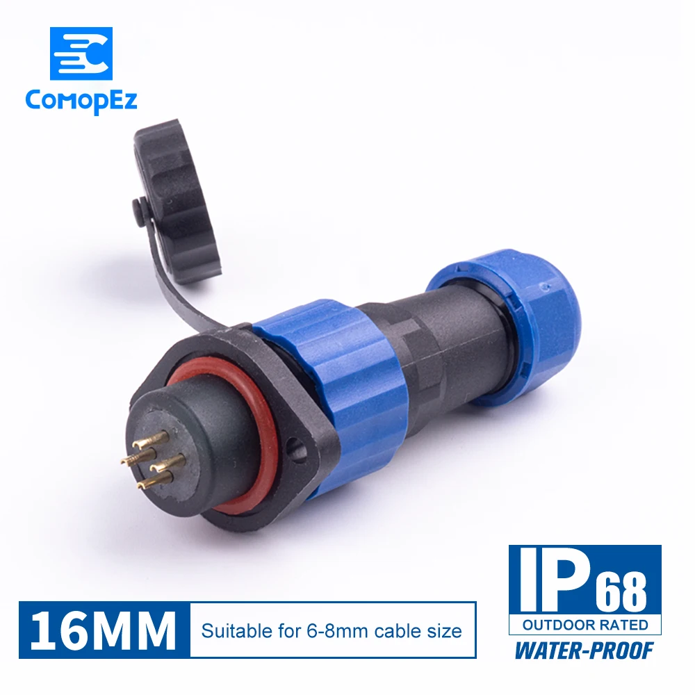 

Waterproof Connector SP16 Type IP68 Cable Connector 2 Hole Plug & Socket Male And Female 2 3 4 5 6 7 9 Pin SD16 16mm