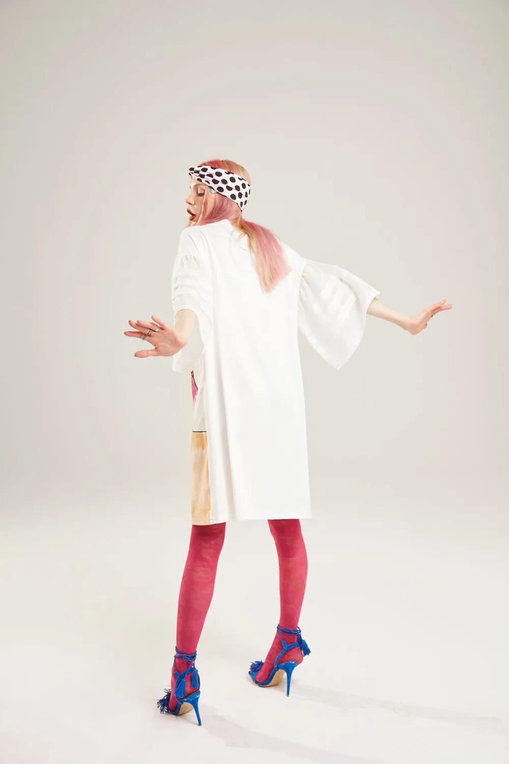 ELF SACK/модное хлопковое Белое Женское праздничное платье с принтом; повседневные женские платья с круглым вырезом и кисточками; летний уличный сверхразмерный наряд