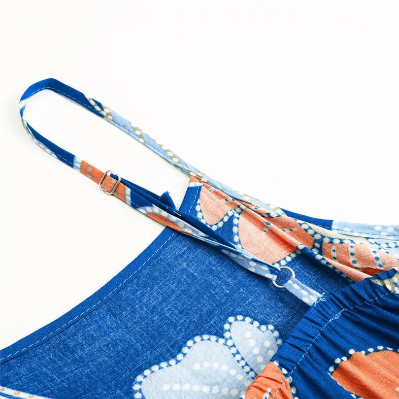  New Fashion Women Summer Sexy Boho Casual Daily Floral Beach Suspended Printed Elegant Long Open Forks Dress #4A17  (12)