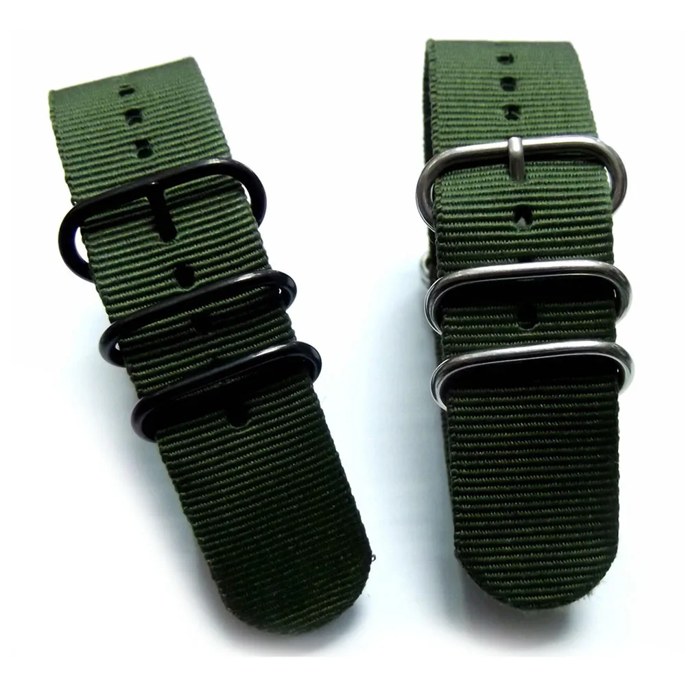 

20mm Canvas Fabric Strap 20cm long Useful Wrist Watch Black Military Watchbands Black And Sliver Buckle Casual Replacement Strap