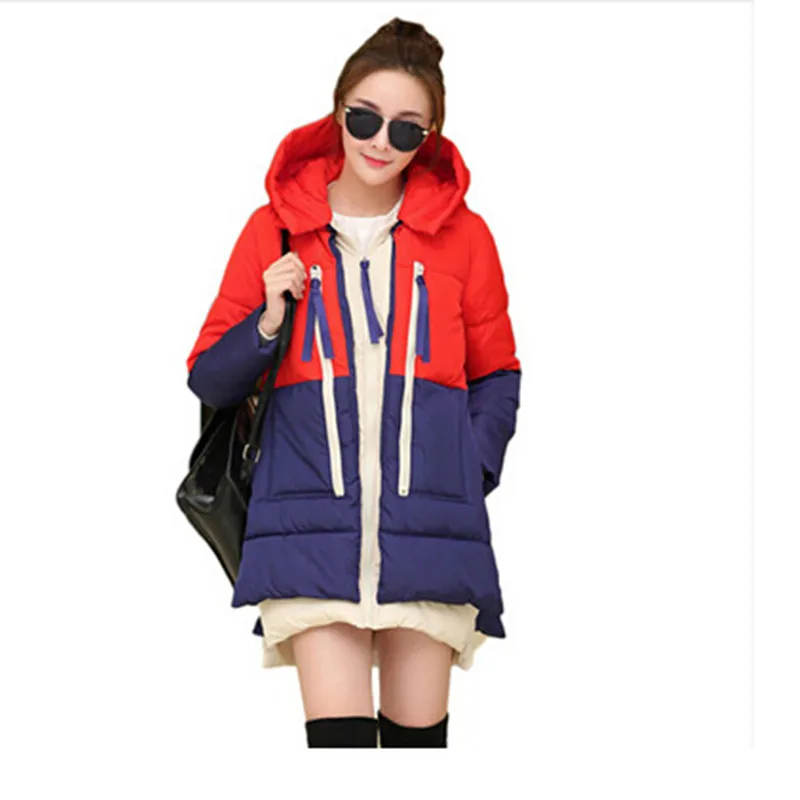 New 2016 Winter Women Wadded Jacket Splice Female Outerwear Plus Size 3XL Thickening Casual Down Cotton