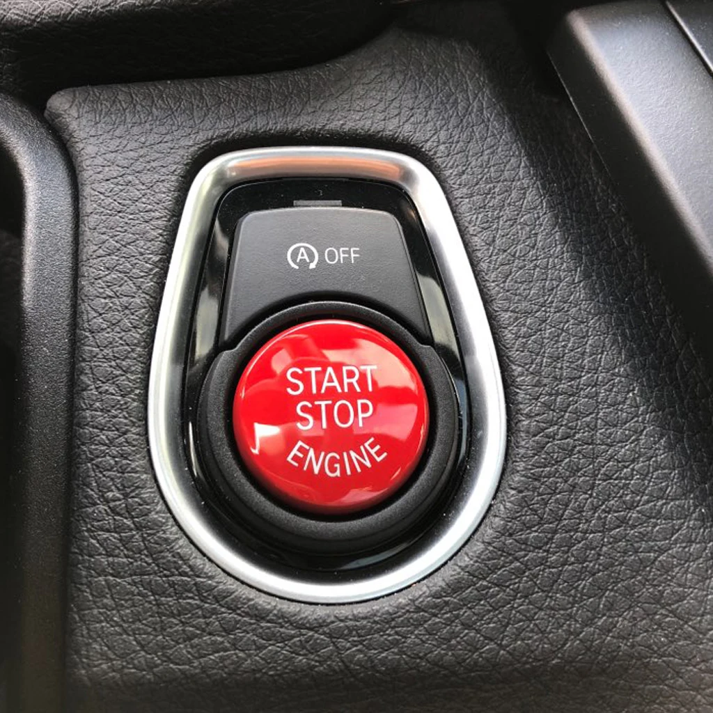 2pcs 0.98'' ABS Engine Start Stop Button Cover Trim Adhesive Sticker Ornament For BMW E Chassis Red Blue