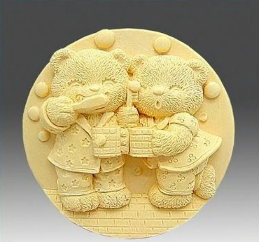 

Cute Baby Soap Making Silicone Mold Round Bear Pattern Mould DIY Cake Decorating Hand Soap Molds