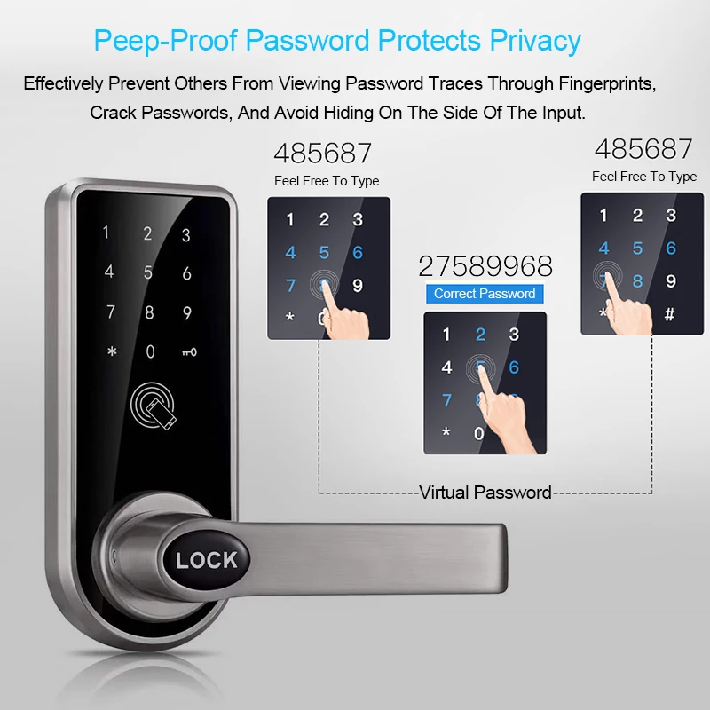 Eseye Biometric Smart Door Lock For Family Hotels APP Electronic Bluetooth Password Digital Door Lock