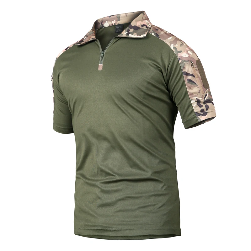 Online Neue 2018 Sommer Tactical Camouflage T shirt Männer Trocknen Schnell Uniform T Shirt Atmungsaktiv Feuchtigkeitstransport Armee Kampf T Shirts 2XL