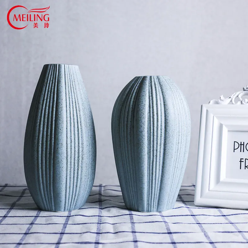 MEILING Изобразительное искусство синяя керамическая ваза для украшения дома подарок на новоселье Современная большая фарфоровая ваза для цветов столешница