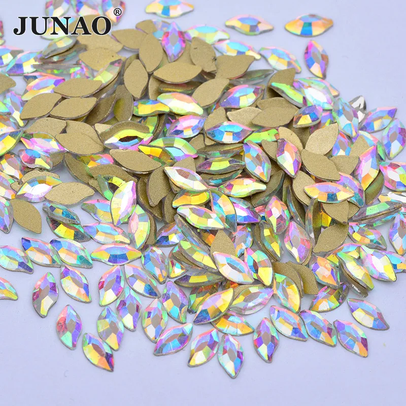 JUNAO 50 шт. 3*11 мм кристалл AB аппликация из стеклянных страз для лица ногтей кристалл наклейка с плоской задней стенкой камни не горячей фиксации Стразы Алмаз