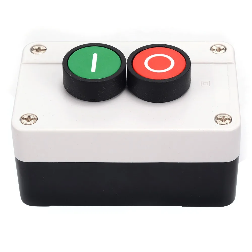 1pc White Push Button Station Switch Rectangle 1NO+1NC Remote Start