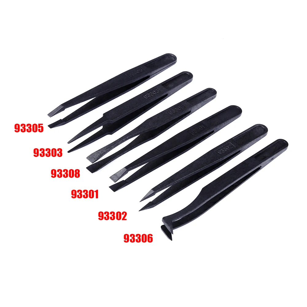 6Pcs/Lot Anti static Electronic Tweezers Kit ESD Plastic Forceps For