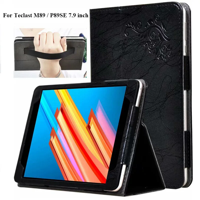 

For Teclast M89 / P89SE 7.9'' Case Luxury Print Flower PU Leather Cover Tablet Smart Case With Hand Belt Holder For Teclast M89