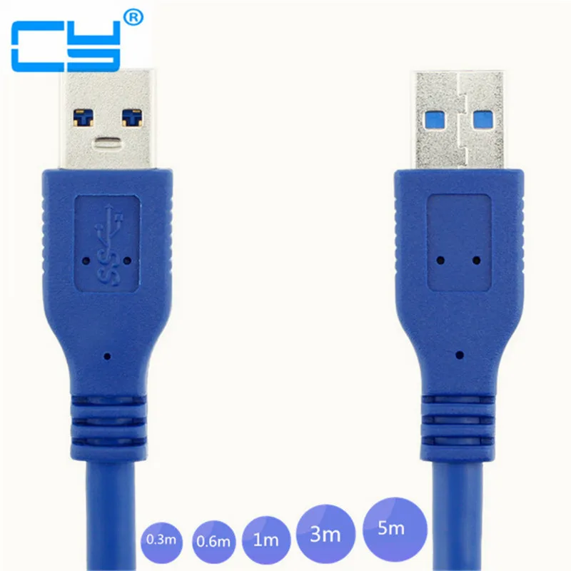 

Free shipping High Speed USB 3.0 Male to USB 3.0 Male Extension Cable USB3.0 M/M Blue Cable Adapter