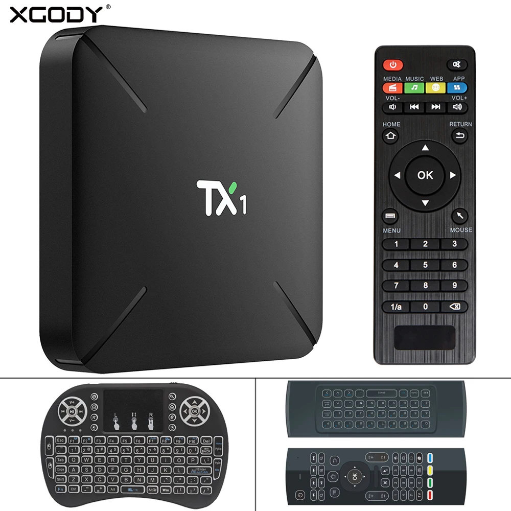 XGODY TX1 H3 Smart tv Box Android 7 1 Allwinner четырехъядерный 3D HD Видео Медиа плейер ГБ 8 4 к 2 г wifi H.265