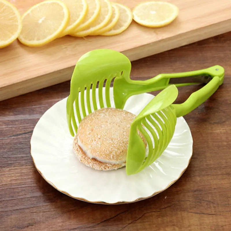 

1Pc Green Color Hand-held Lemon Onion Tomato Fruit Slicer Chopper Cutter Food Clips Kitchen Cooking Tools P20