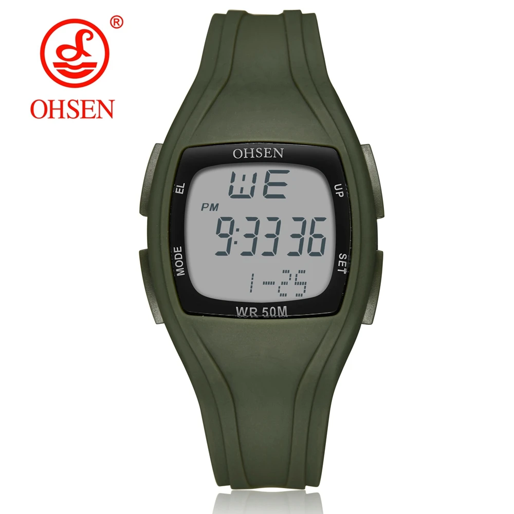 Женские наручные часы OHSEN Army green водонепроницаемые с цифровым светодиодом и