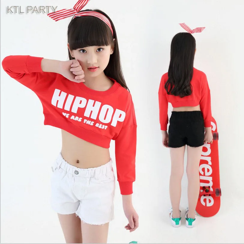 

KTLPARTY red black white children adult girl boy performance hiphop Hip hop Jazz modern dance suit costume hot pants shorts kid