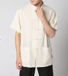 Высокое качество бежевый китайский Для мужчин Тан костюм белье кунг-фу рубашка блуза топ костюм Размеры размеры s m l xl XXL, XXXL
