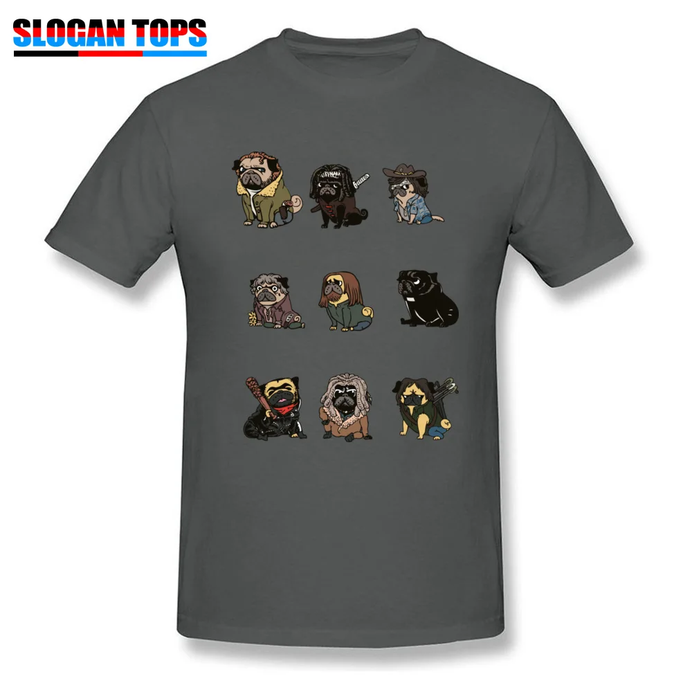 Normal The Walking Pug O-Neck T Shirt Summer/Fall Tees Short Sleeve for Men Funny 100% Cotton Fabric Funny T-shirts The Walking Pug carbon