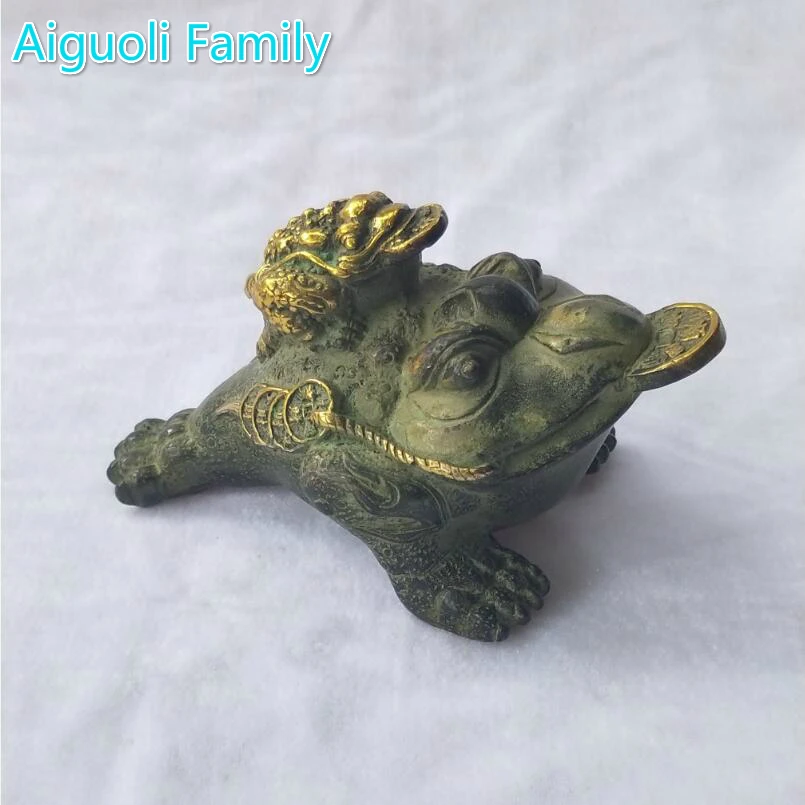 

Home Decoration Toad Sculpture/Art Collection Metal Crafts,Chinese Old Bronze Gilt Mother and child Toad Statue