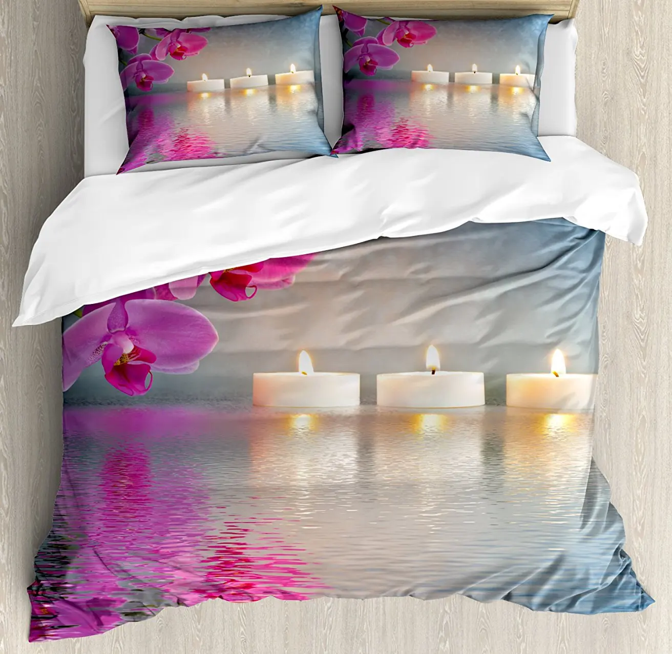 Zen Duvet Cover Set Japanese Candle Relaxing Environment Cherry