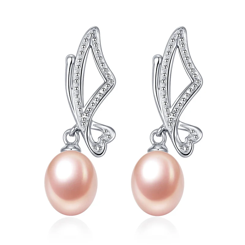 tz4090e 925 sterling silver earring pearl earring pink