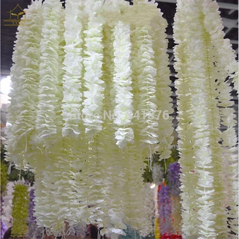 

20Pcs/lot 79 Inch 2M long Orchid Wisteria Vines White Silk Artificial Flower Wreaths For Wedding Party Decoration Supplies