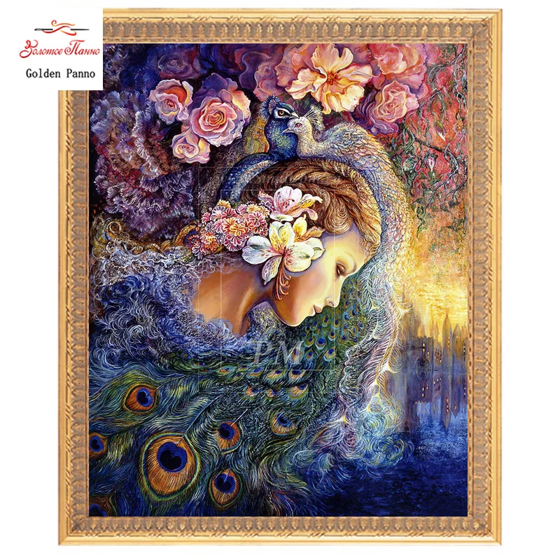 Economici Golden Panno, Cucito, Ricamo, BRICOLAGE Ritratto Pittura, punto Croce, kit, 11ct, pavone femmina a punto Croce, Set Per Ricamo