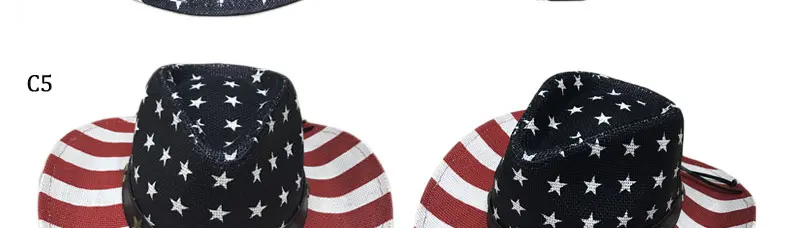 Специальный американский флаг Звезда ковбойская шляпа для Для мужчин Летний пляж Cap широкими полями соломенной ковбойской Западной слово
