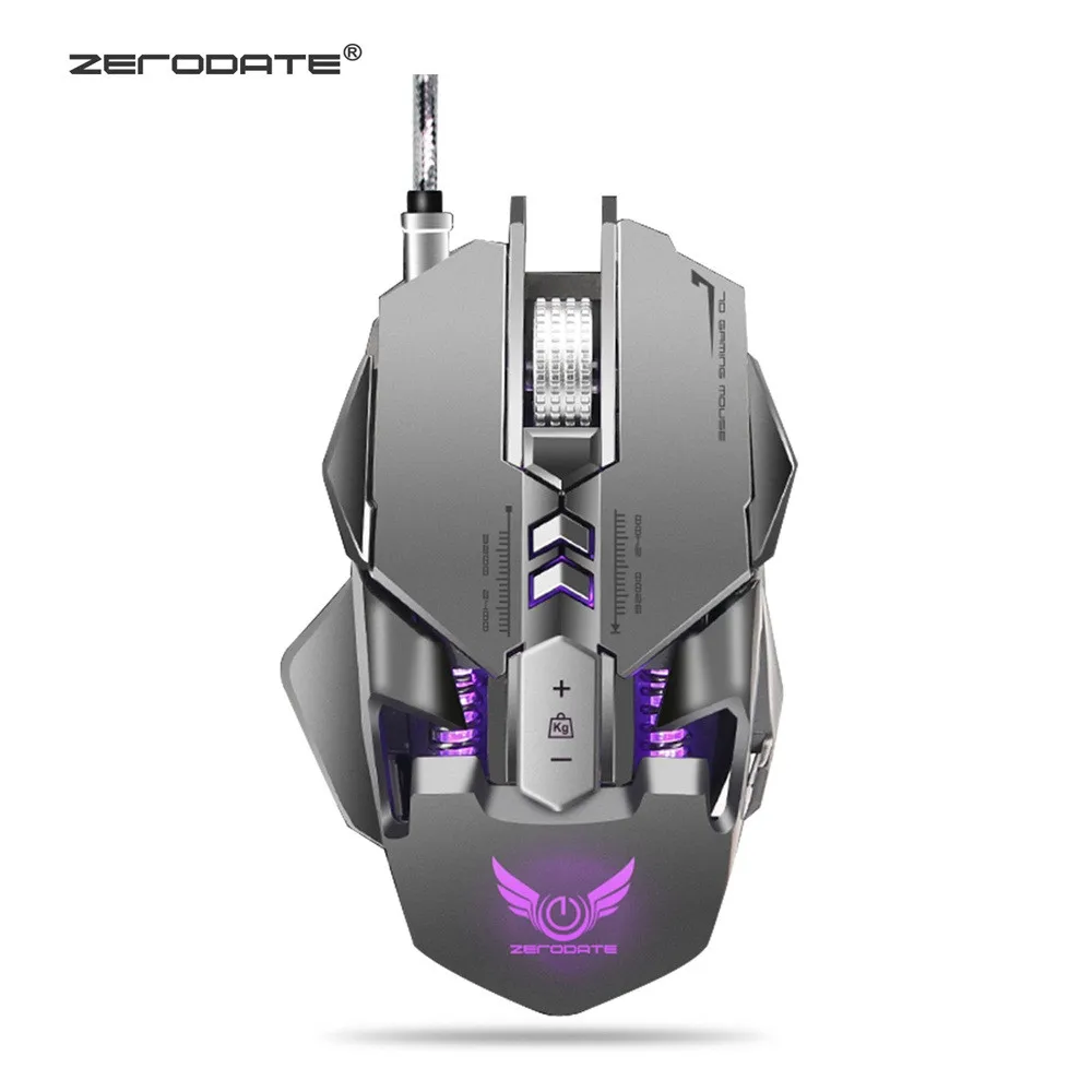 

ZERODATE X300GY USB Wired 4000dpi 7Buttons Optical Mechanics Gaming Mouse LED Backlight for laptop PC