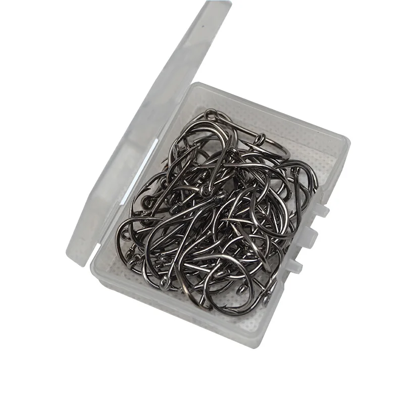 

Set 100 Pcs Fishhooks (GF) #4-#12 High carbon steel Fish Hook Carbon Black Bait Holder New