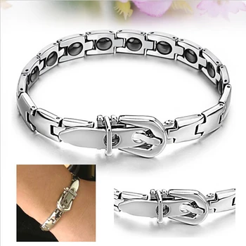 

NEW Men's Germanium Titanium Steel Bracelet 316L Power Belt Buckle Bracelet health chain stainless Steel men's bracelets Jewelry