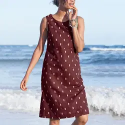 Винтажное женское летнее платье Бохо без рукавов с О-образным вырезом, вечерние мини-платья, летнее пляжное платье 2019, летнее платье