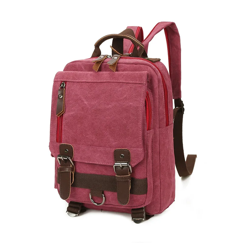 

New Best Selling Unisex Canvas Backpacks Men's Multifunction Double Shoulder Backpacks Women's Traveling Daily Bag Leather Belt