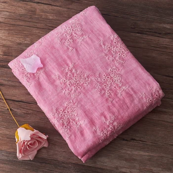 

ramie fabrics Embroidery with thin cotton thread fabric Stir-frying and dirty dyeing process patchwork fabric clothes patchwork