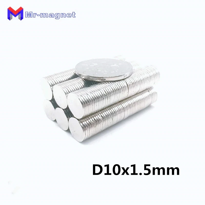 100pcs10x1.5mm магнит 10x1 5 супер сильный прилипающий D10x1.5 магниты N35 D10x1.5mm постоянный