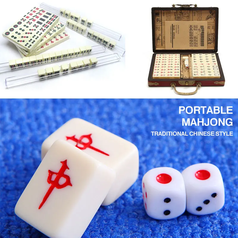 

Mini Mahjong Chinese Traditional Mahjong Entertainment Indoor Mini 2pcs Dice Set Fun Portable Mahjong